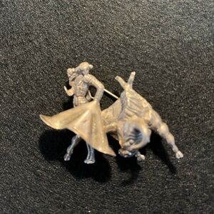 Vintage NRS Mexican Sterling Silver 925 Bull Fighter Silver Matador Brooch
